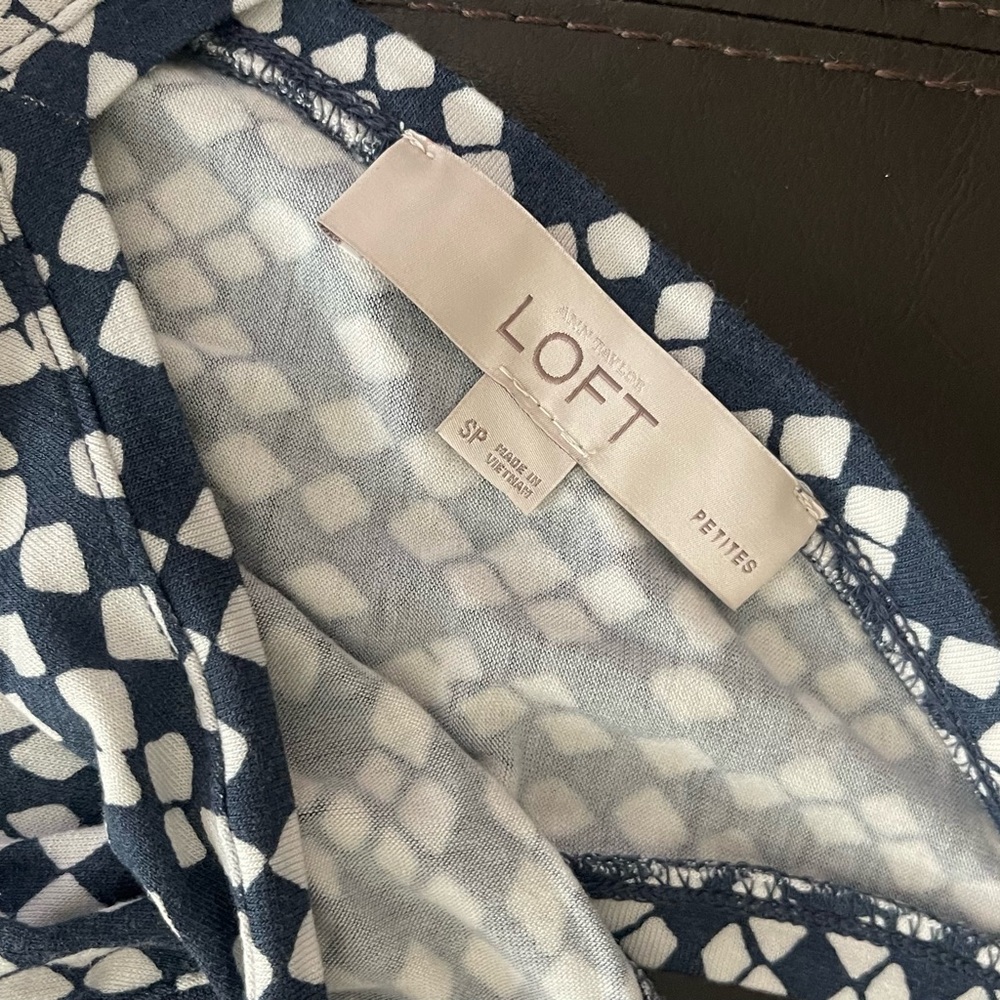 LOFT White and Blue Sleeveless Midi Sundress - Picture 3 of 4